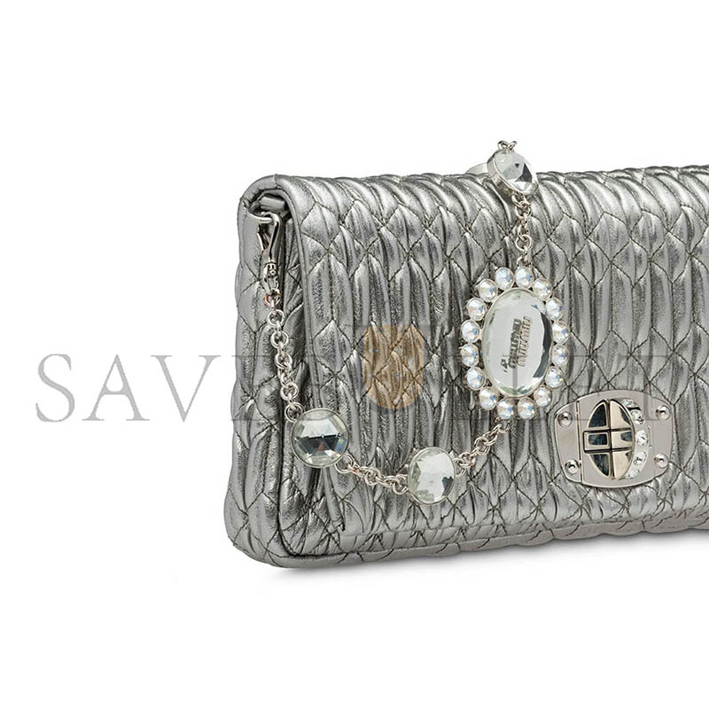 MIU MIU ICONIC CRYSTAL LEATHER BAG 5BD233 (28*14*3cm)